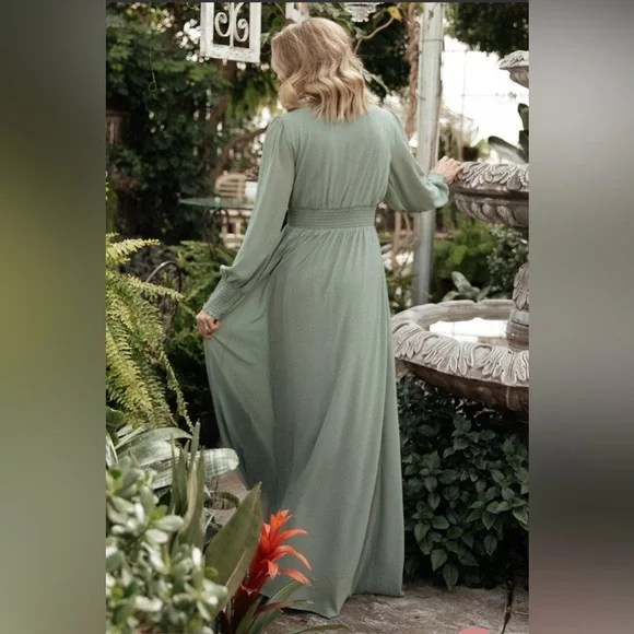 NWT Baltic Born 2X Olivia Deep Green Long Sleeve Dress - Picture 3 of 16